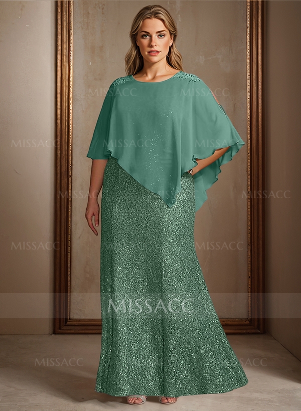 Elegant Floor Length Chiffon Sequined Mother Of The Bride Dresses With