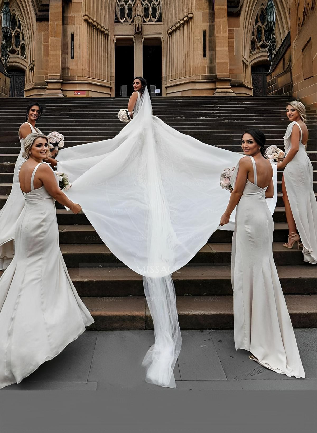 Sheath/Column Cowl Neck Sleeveless Chiffon Bridesmaid Dresses With Pleated Split Front