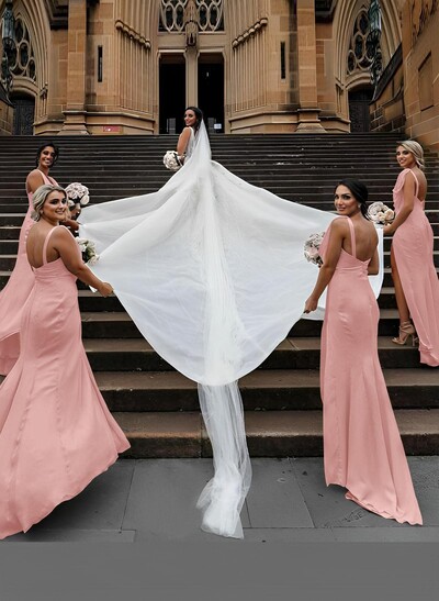 Sheath/Column Cowl Neck Sleeveless Chiffon Bridesmaid Dresses With Pleated Split Front