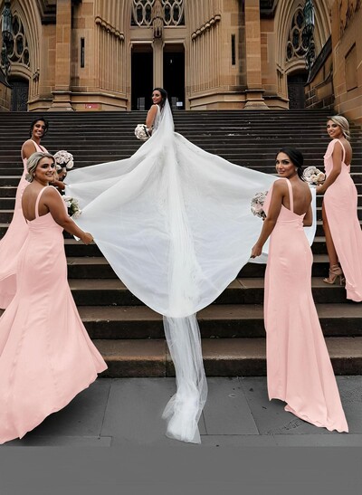 Sheath/Column Cowl Neck Sleeveless Chiffon Bridesmaid Dresses With Pleated Split Front