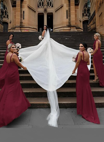 Sheath/Column Cowl Neck Sleeveless Chiffon Bridesmaid Dresses With Pleated Split Front