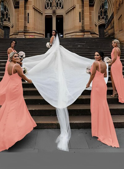 Sheath/Column Cowl Neck Sleeveless Chiffon Bridesmaid Dresses With Pleated Split Front