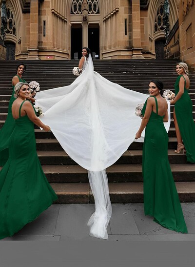 Sheath/Column Cowl Neck Sleeveless Chiffon Bridesmaid Dresses With Pleated Split Front