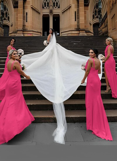Sheath/Column Cowl Neck Sleeveless Chiffon Bridesmaid Dresses With Pleated Split Front