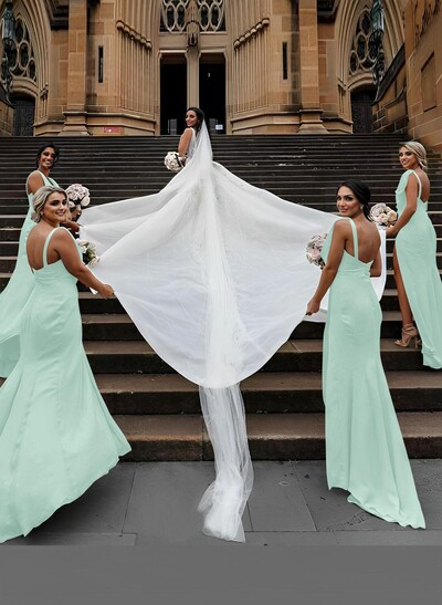 Sheath/Column Cowl Neck Sleeveless Chiffon Bridesmaid Dresses With Pleated Split Front