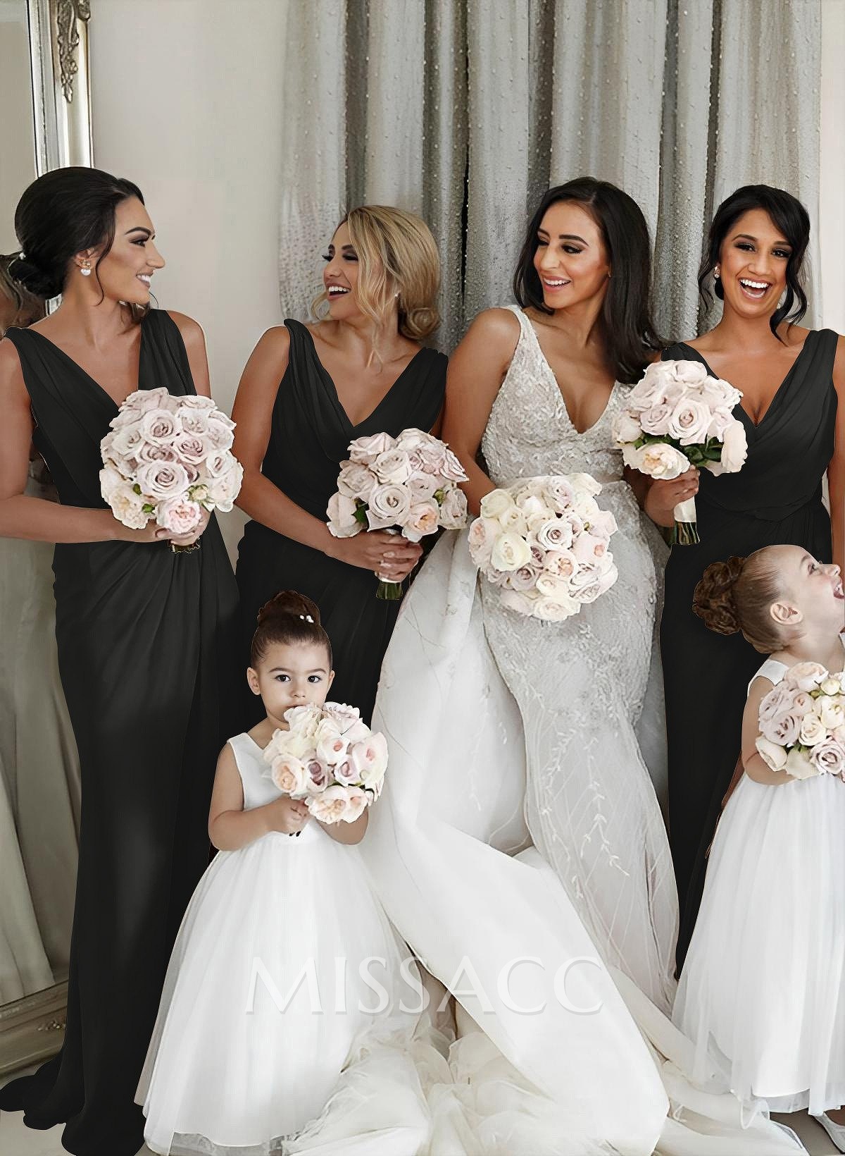 Sheath/Column Cowl Neck Sleeveless Chiffon Bridesmaid Dresses With Pleated Split Front