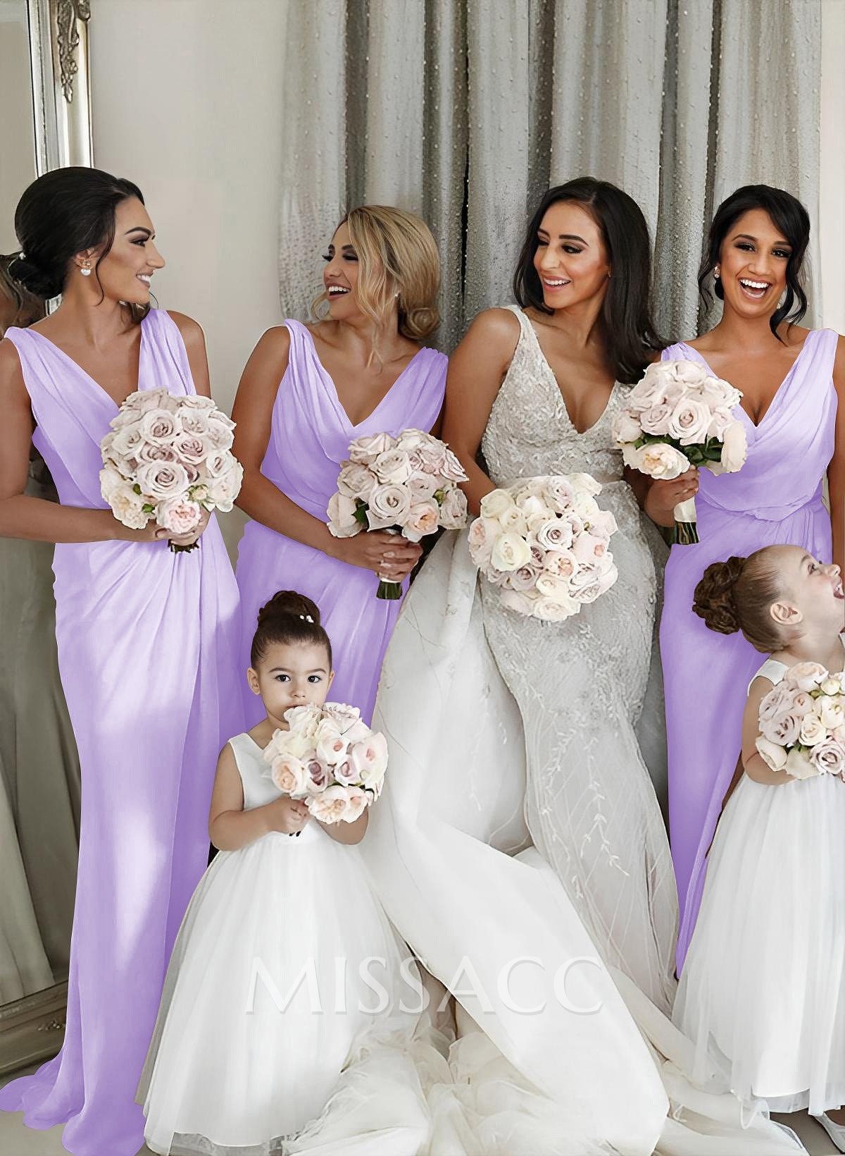 Sheath/Column Cowl Neck Sleeveless Chiffon Bridesmaid Dresses With Pleated Split Front Sheath/Column Cowl Neck Sleeveless Chiffon Bridesmaid Dresses With Pleated Split Front