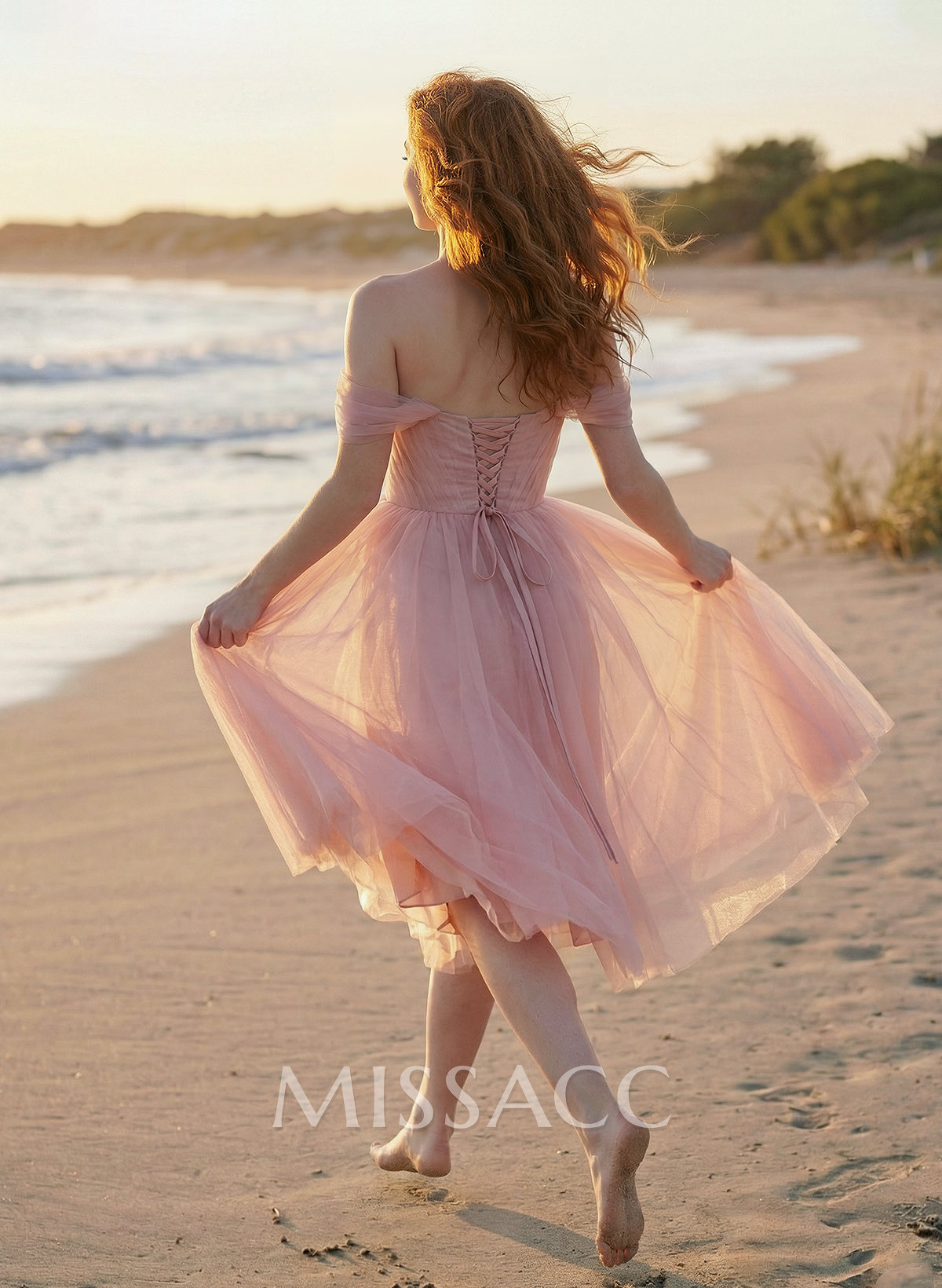 A-Line/Princess Tulle Off-The-Shoulder Knee-Length Bridesmaid Dresses With Ruffle A-Line/Princess Tulle Off-The-Shoulder Knee-Length Bridesmaid Dresses With Ruffle