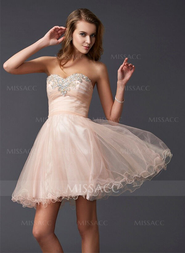 A-Line Strapless Short Cocktail Dresses With Appliques Lace