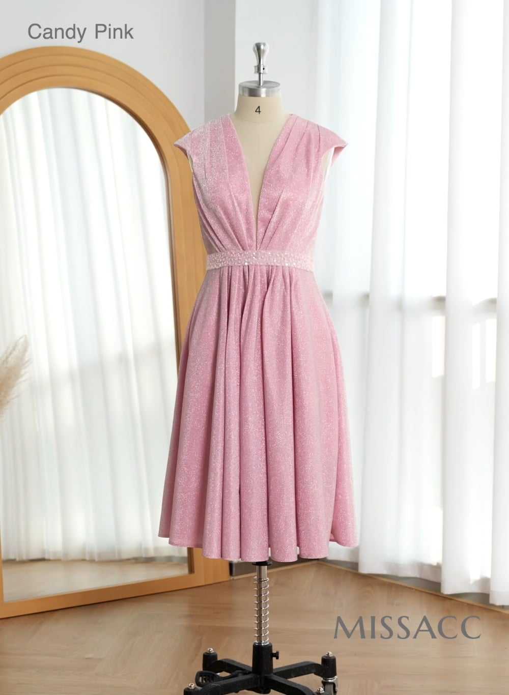 A-Line V-Neck Knee-Length Jersey Cocktail Dresses With Sash