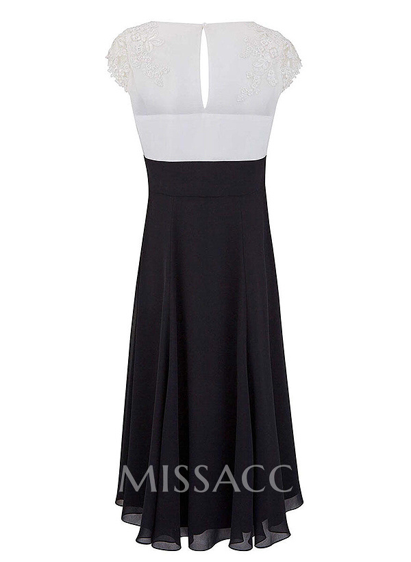 A-Line V-Neck Tea-Length Chiffon Mother Of The Bride Dresses With Appliques Lace A-Line V-Neck Tea-Length Chiffon Mother Of The Bride Dresses With Appliques Lace