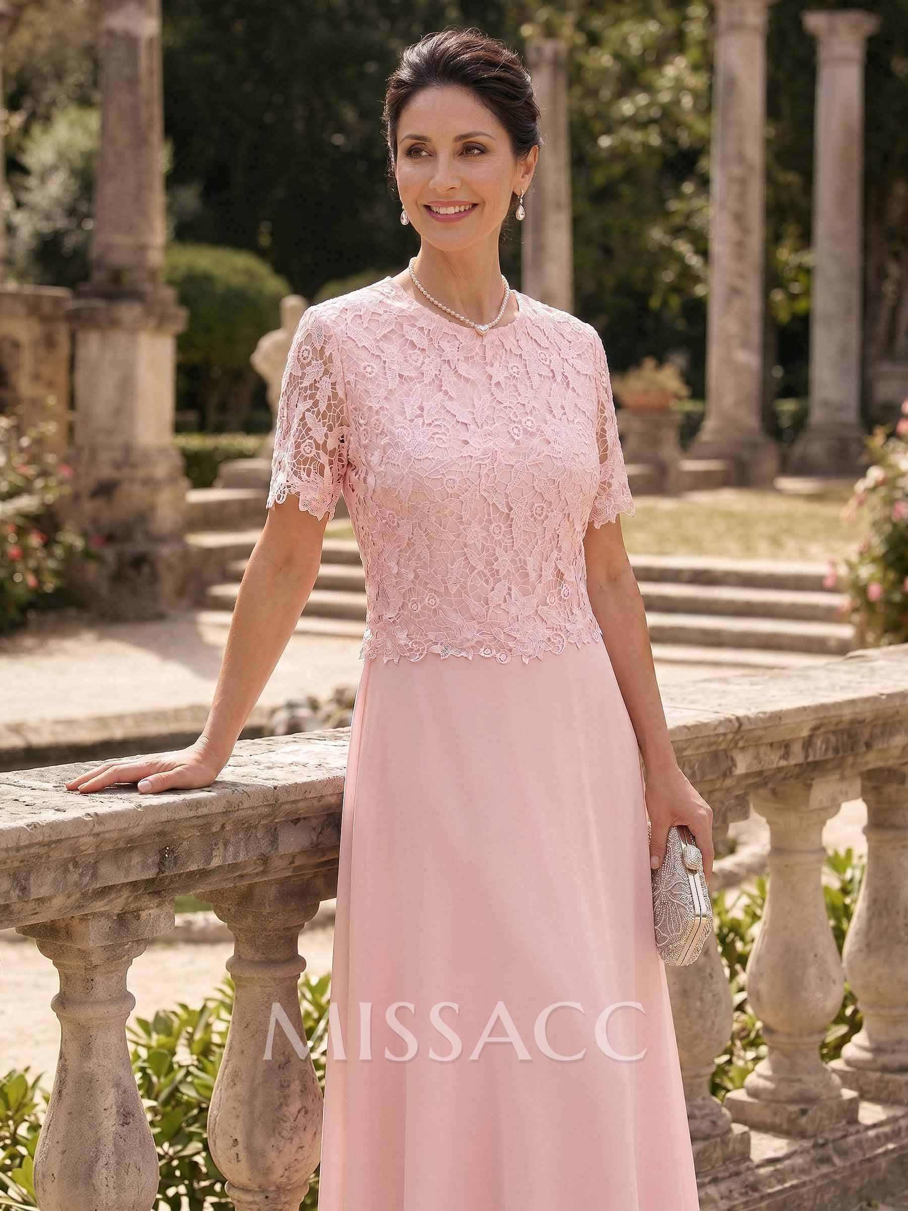A-Line Scoop Neck Ankle-Length Chiffon Mother Of The Bride Dress With Lace A-Line Scoop Neck Ankle-Length Chiffon Mother Of The Bride Dress With Lace