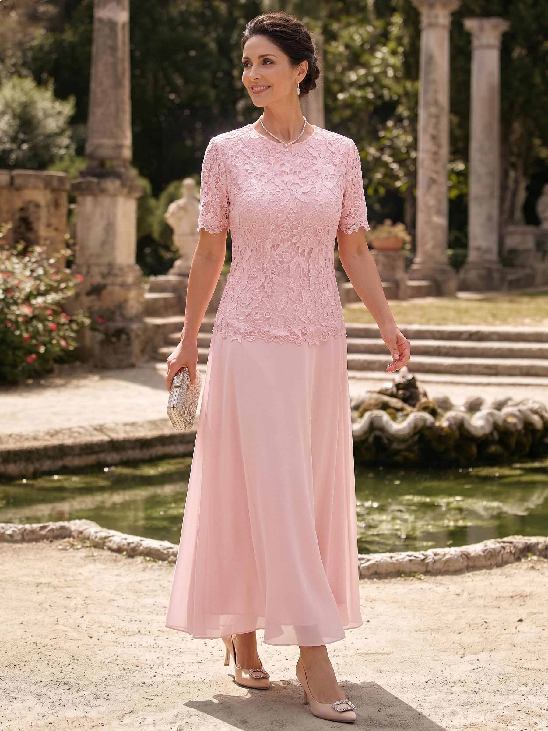 A-Line Scoop Neck Ankle-Length Chiffon Mother Of The Bride Dress With Lace A-Line Scoop Neck Ankle-Length Chiffon Mother Of The Bride Dress With Lace