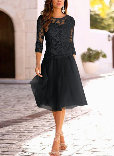 Classic A-Line Scoop Neck Tulle Lace Mother Of The Bride Dresses