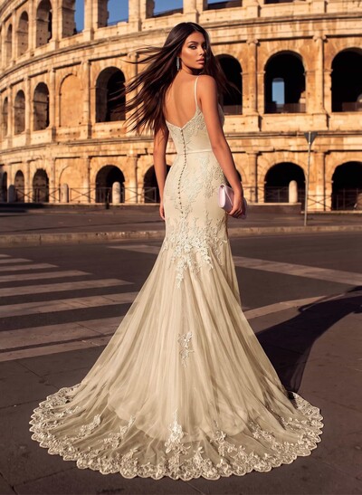Mermaid Sweetheart Sleeveless Tulle Formal Dress with Lace Appliqué