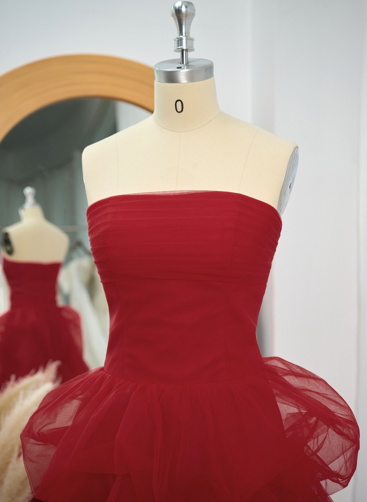 A-Line Strapless Split Front Sleeveless Sweep Train Prom Dresses With Split Front