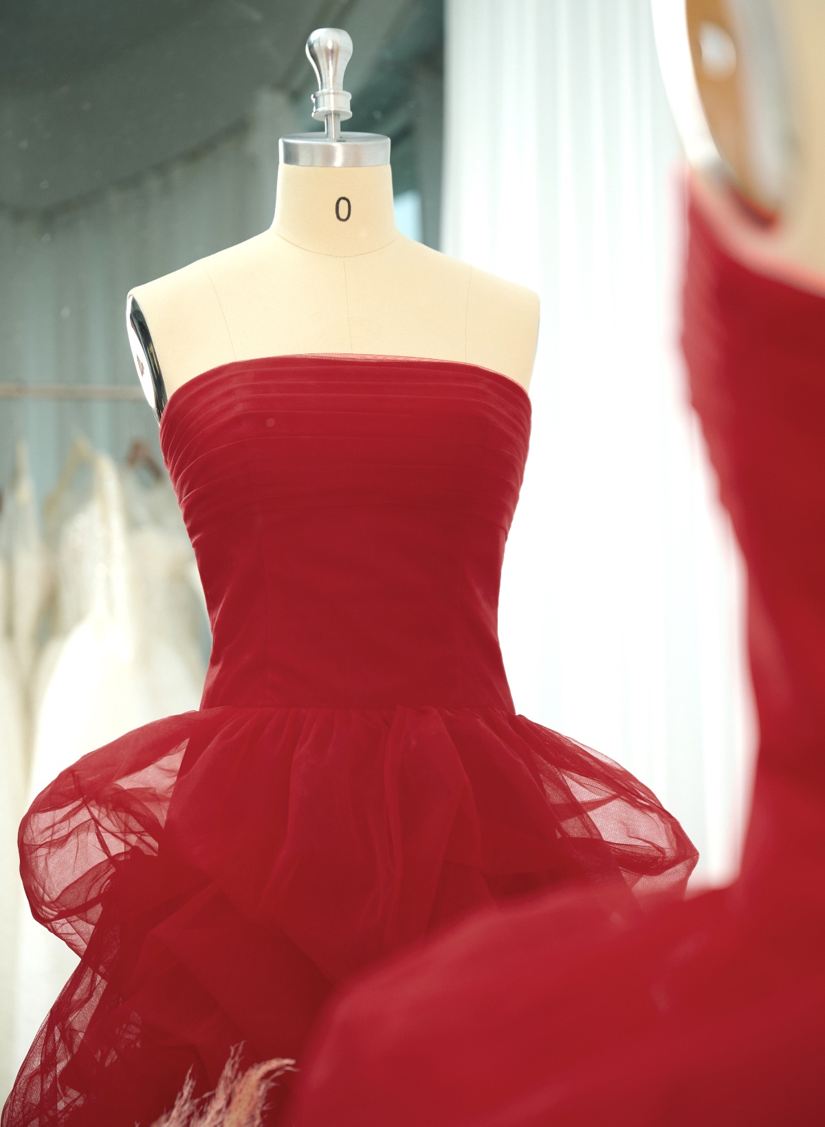 A-Line Strapless Split Front Sleeveless Sweep Train Prom Dresses With Split Front