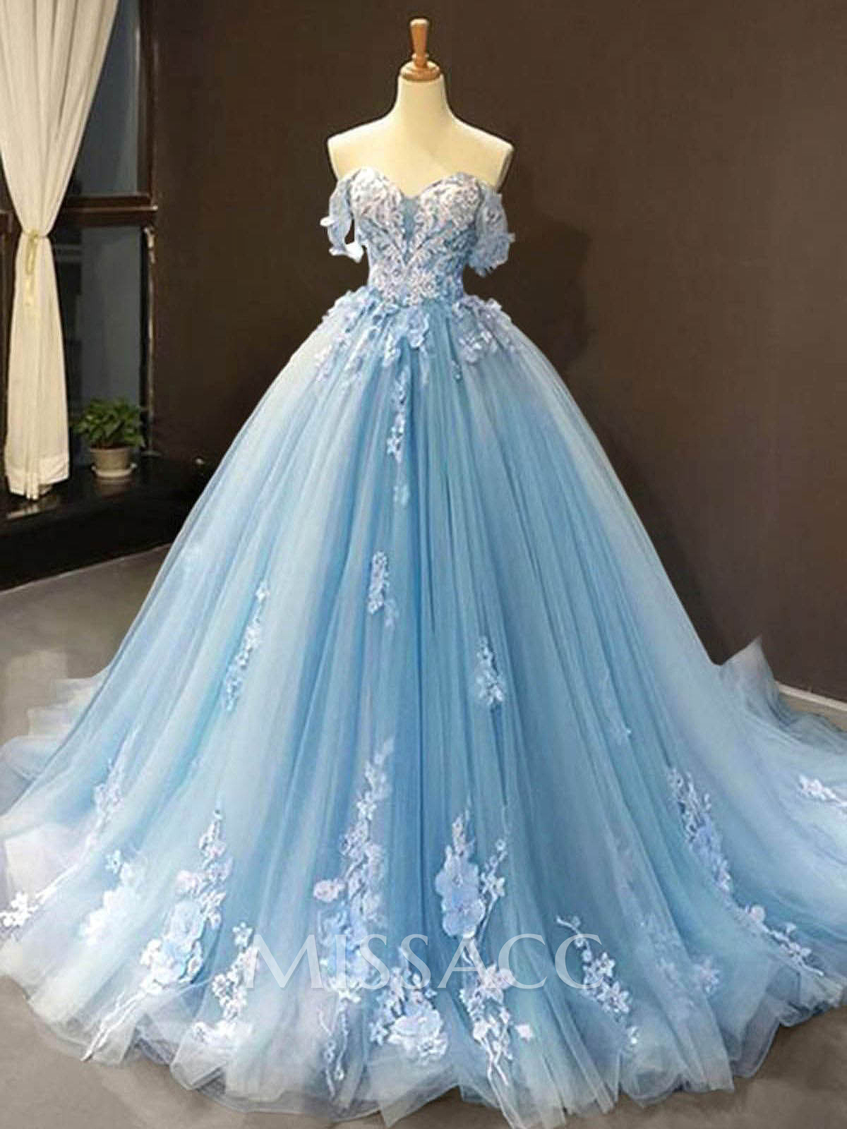 Dreamy Princess Ball Gown Off-Shoulder Collar Draping Prom Dress With Lace Up On Back Dreamy Princess Ball Gown Off-Shoulder Collar Draping Prom Dress With Lace Up On Back