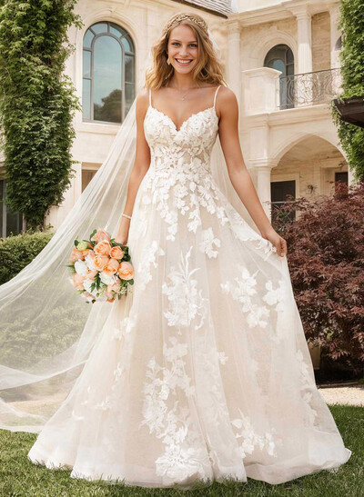 Free-Spirited Princess Ball Gown Tulle Lace Wedding Dresses With Appliques Lace
