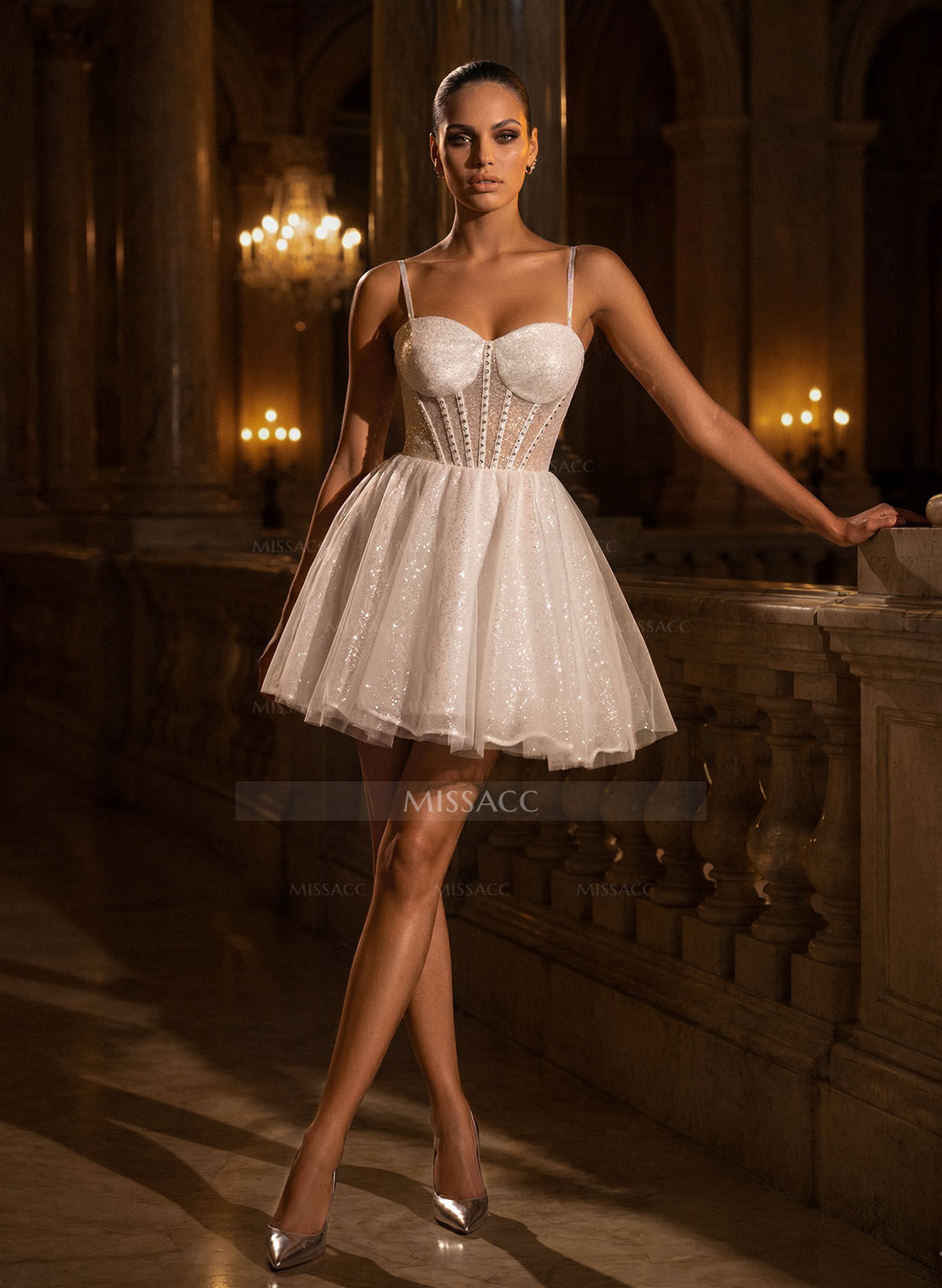 A-Line Sweetheart Short/Mini Sequined Homecoming Dress