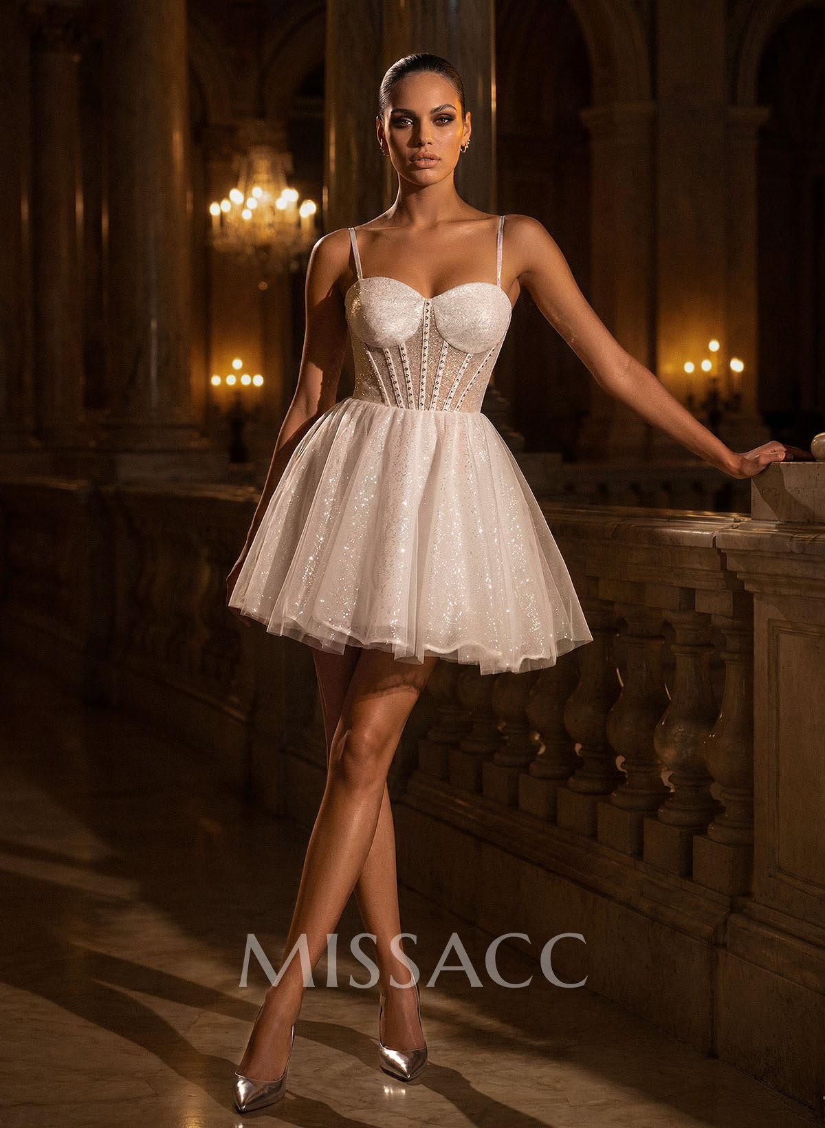 A-Line Sweetheart Short/Mini Sequined Homecoming Dress