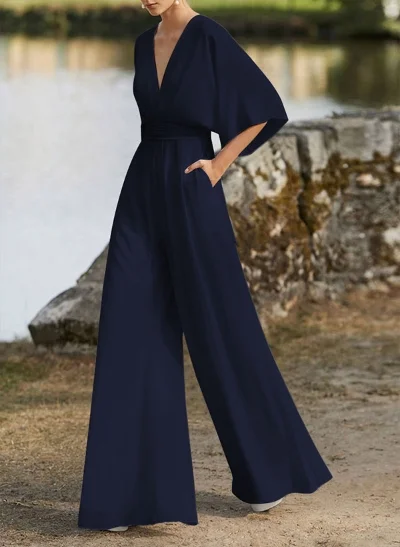 Missacc Peacock Evening Dresses Jumpsuit/Pantsuit V-Neck 1/2 Sleeves Elastic Satin Floor-Length Evening Dresses Missacc Peacock Evening Dresses Jumpsuit/Pantsuit V-Neck 1/2 Sleeves Elastic Satin Floor-Length Evening Dresses