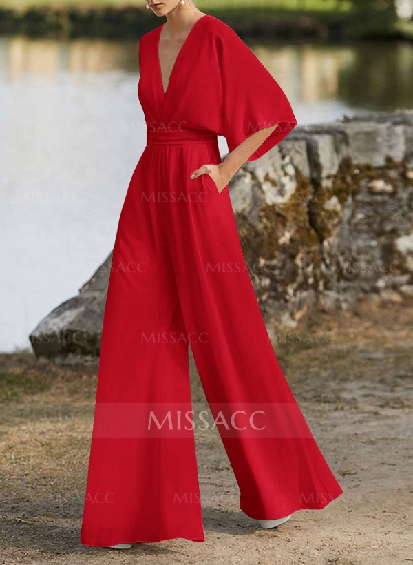Bond Brothers Tute Da Sci Colmar La Sposa In Rosso Location  Jumpsuit/Pantsuit V-Neck 1/2 Sleeves