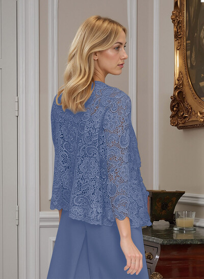 Classic Lace Pantsuit Floor-Length Chiffon Mother Of The Bride Dresses With Jacket
