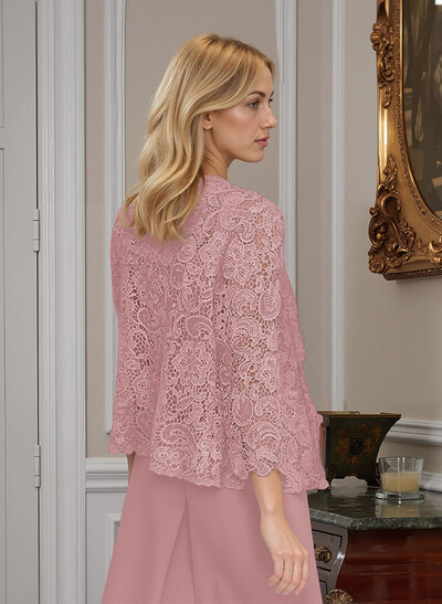 Classic Lace Pantsuit Floor-Length Chiffon Mother Of The Bride Dresses With Jacket