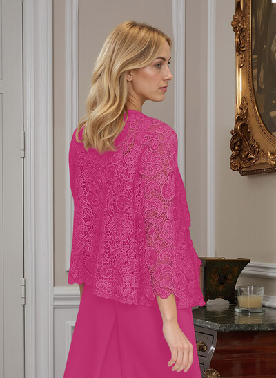 Classic Lace Pantsuit Floor-Length Chiffon Mother Of The Bride Dresses With Jacket