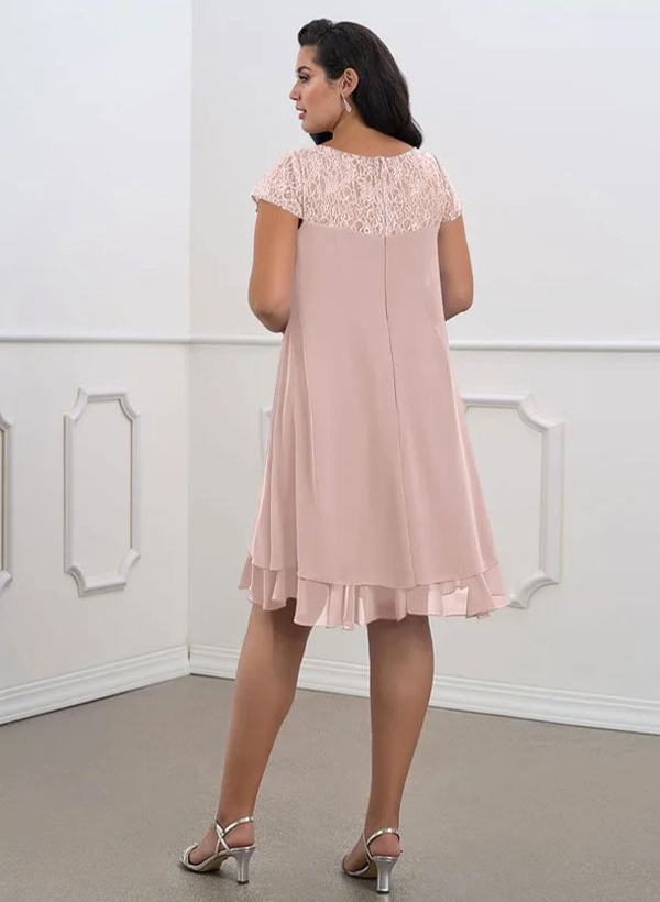 A-Line Scoop Neck Sleeveless Chiffon Knee-Length Mother Of The Bride Dress With Pleated