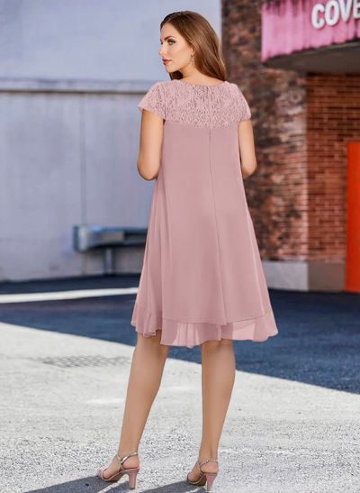 A-Line Scoop Neck Sleeveless Chiffon Knee-Length Mother Of The Bride Dress With Pleated