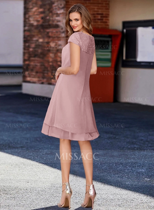 A-Line Scoop Neck Sleeveless Chiffon Knee-Length Mother Of The Bride Dress With Pleated