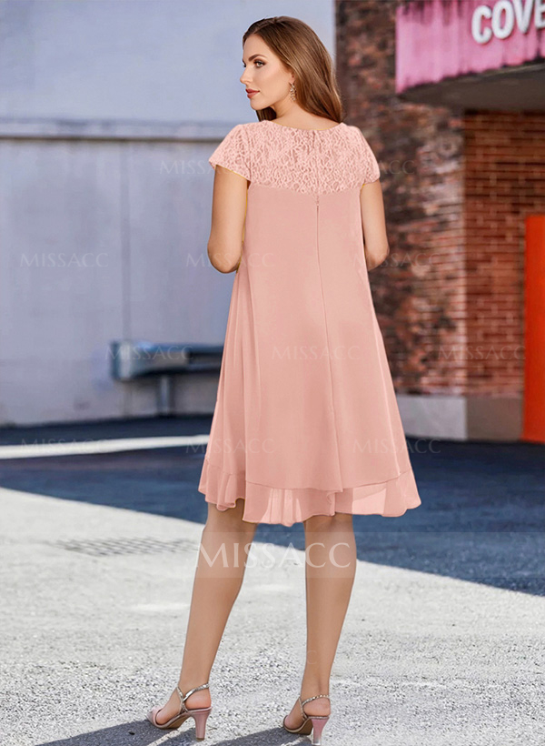 A-Line Scoop Neck Sleeveless Chiffon Knee-Length Mother Of The Bride Dress With Pleated