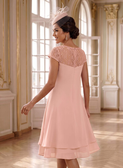 A-Line Scoop Neck Sleeveless Chiffon Knee-Length Mother Of The Bride Dress With Pleated