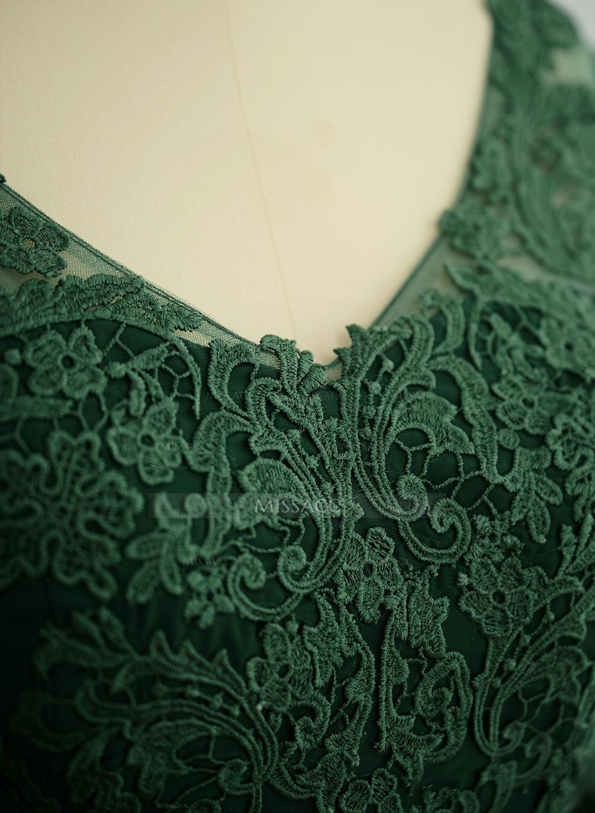 A-Line V-Neck 1/2 Sleeves Chiffon Lace Floor-Length Mother Of The Bride Dress With Lace