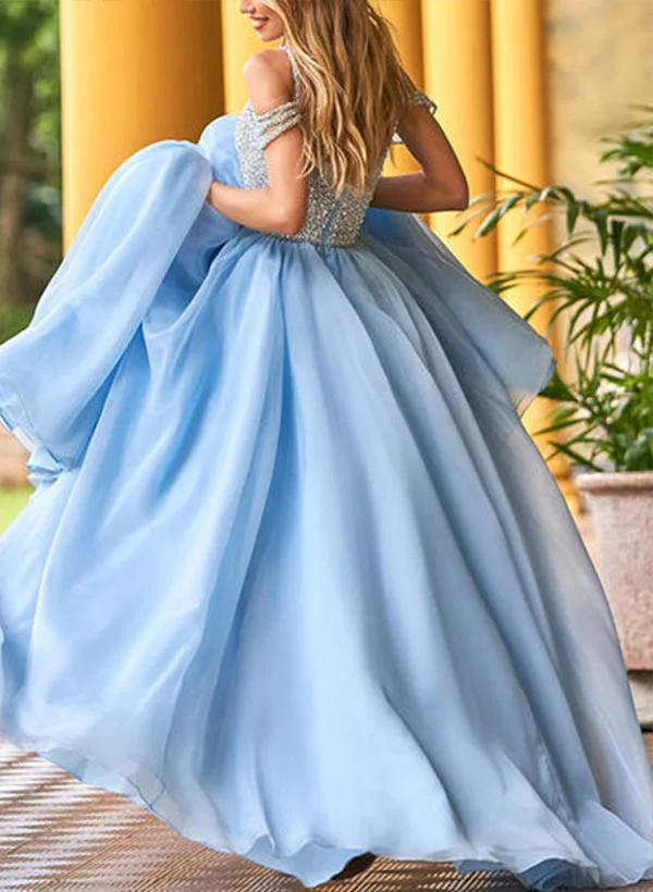 A-Line Square Neckline Spaghetti Straps Floor-Length Prom Dress With  Beading - Missacc