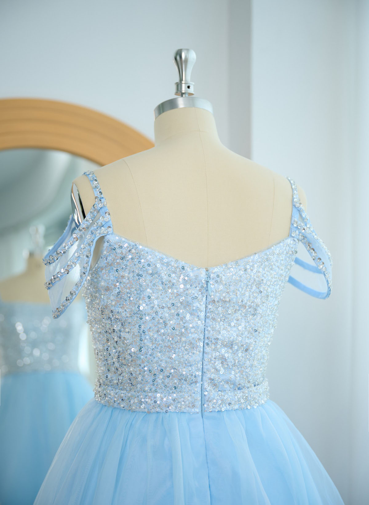 A-Line Square Neckline Spaghetti Straps Floor-Length Prom Dress With Beading