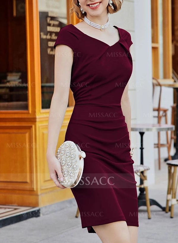 Sheath/Column V-Neck Short Sleeves Mother Of Bride Dress