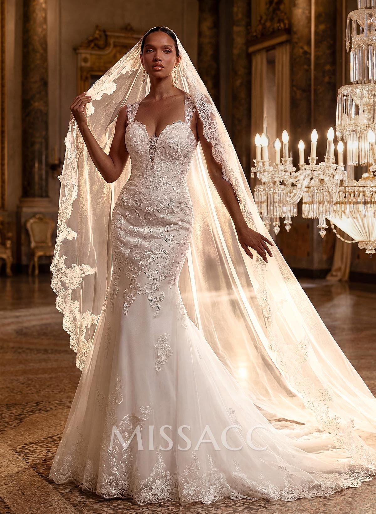 Trumpet/Mermaid Sweetheart Sleeveless Lace Chapel Train Wedding Dresses With Appliques Lace Back Hole Trumpet/Mermaid Sweetheart Sleeveless Lace Chapel Train Wedding Dresses With Appliques Lace Back Hole