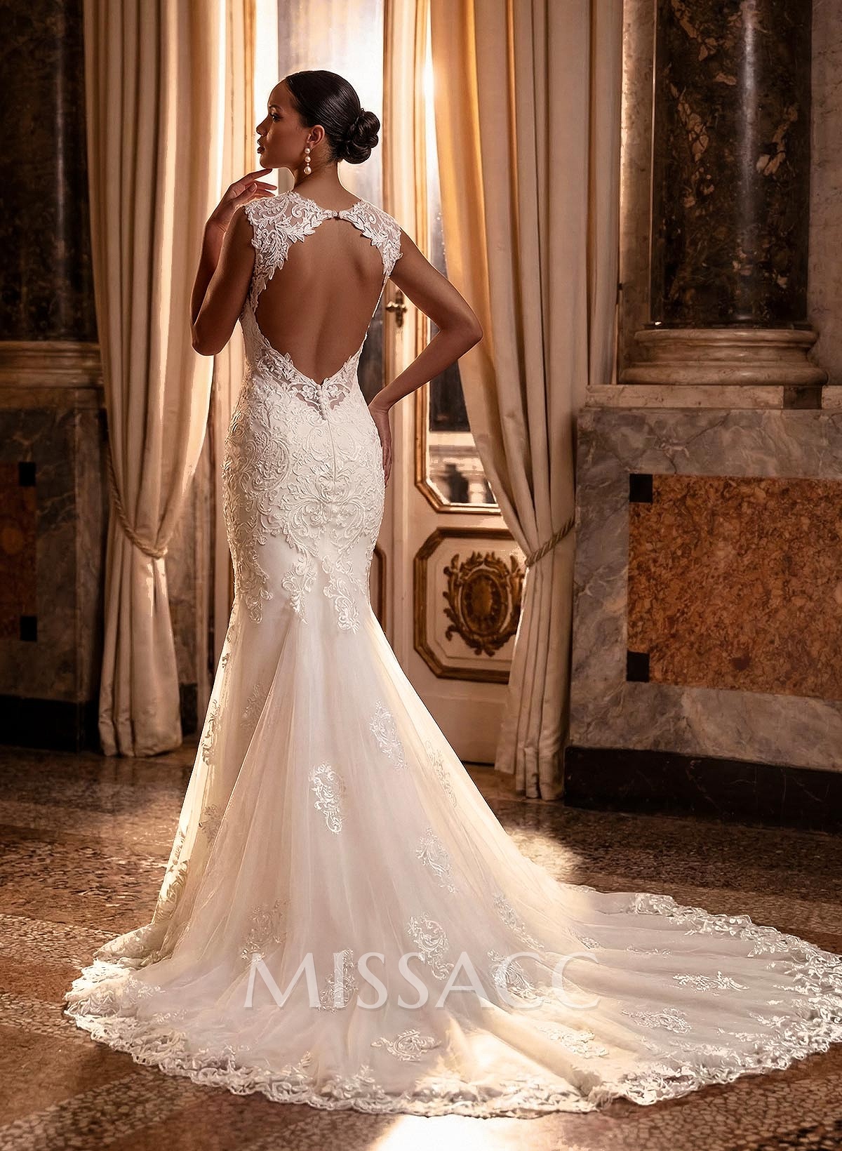 Trumpet/Mermaid Sweetheart Sleeveless Lace Chapel Train Wedding Dresses With Appliques Lace Back Hole Trumpet/Mermaid Sweetheart Sleeveless Lace Chapel Train Wedding Dresses With Appliques Lace Back Hole