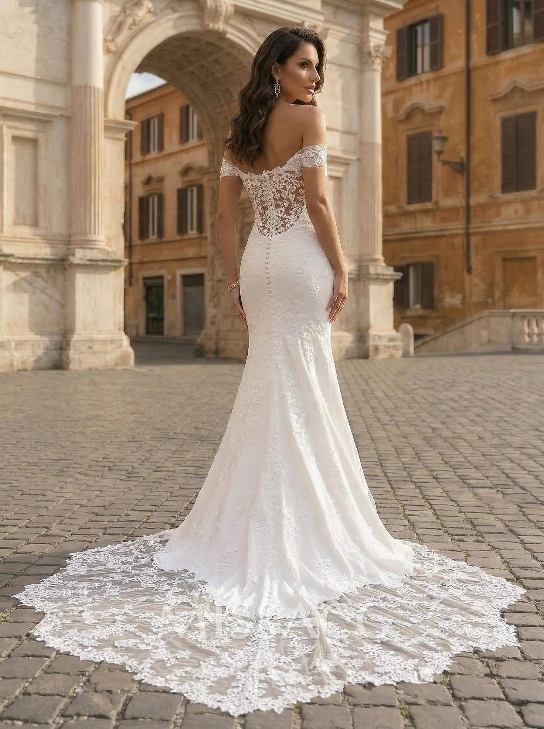 lace off the shoulder trumpet wedding dress Trumpet/Mermaid Off-the-Shoulder Lace Court Train Wedding Dress S3048W - Wedding  Dresses