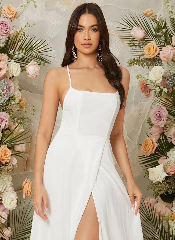 A-Line Floor-Length Chiffon Bridesmaid Dress With Split Front