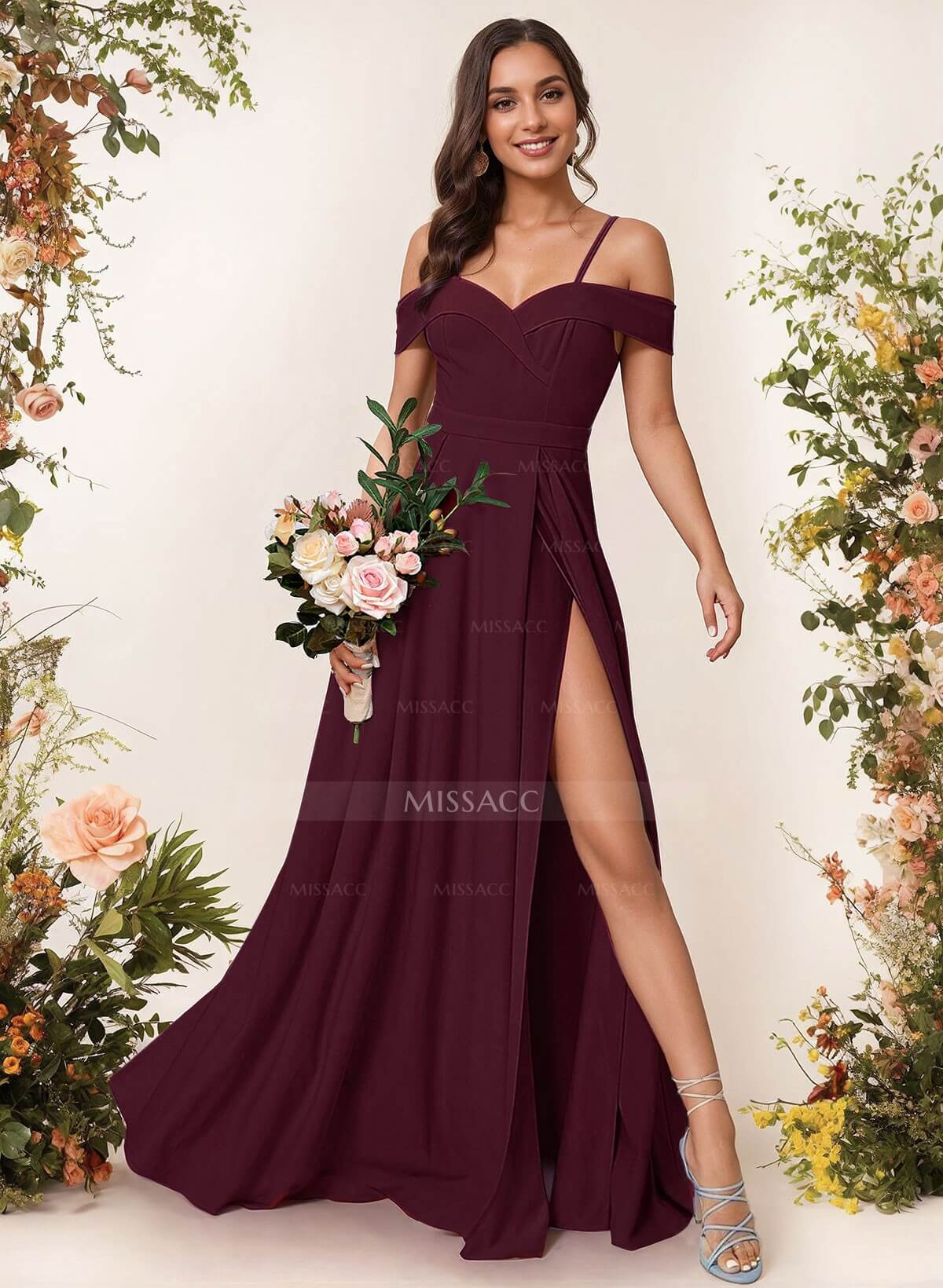 A-Line Sweetheart Floor-Length Elastic Satin Bridesmaid Dress With Split Front