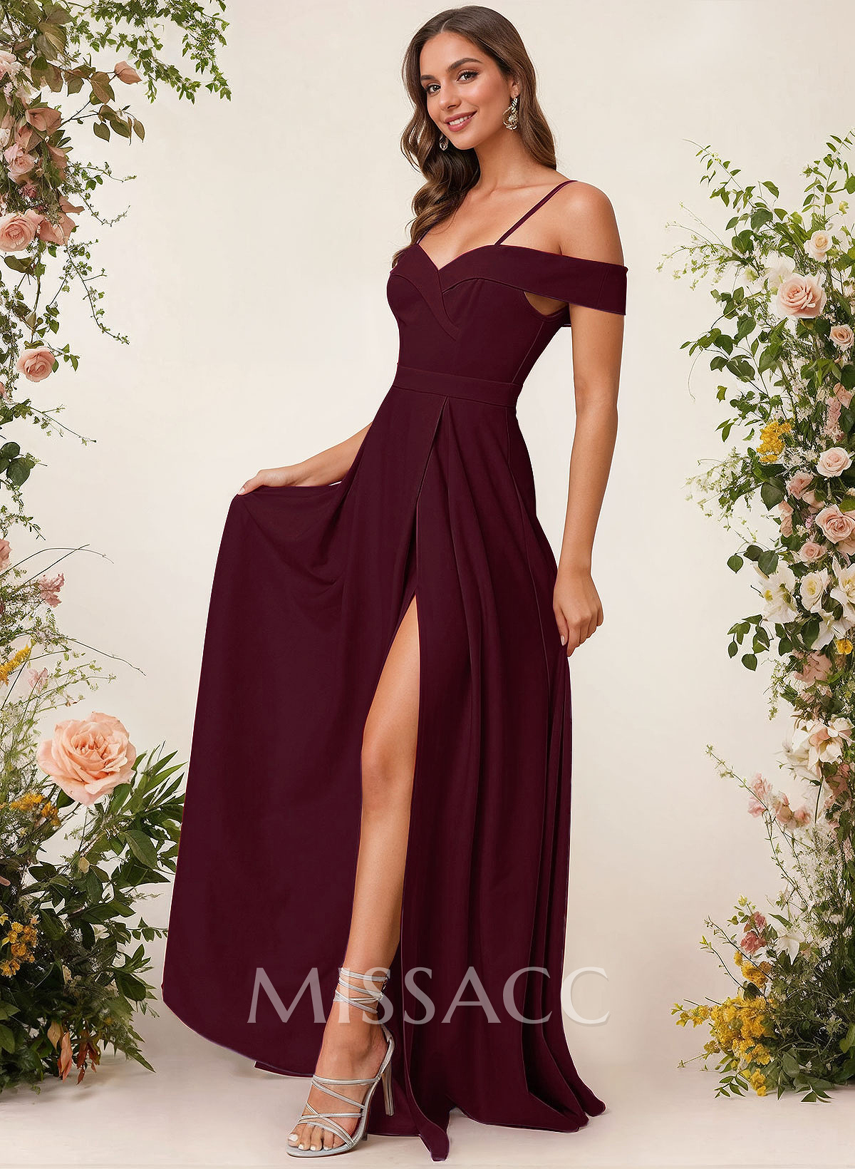 A-Line Sweetheart Floor-Length Elastic Satin Bridesmaid Dress With Split Front A-Line Sweetheart Floor-Length Elastic Satin Bridesmaid Dress With Split Front