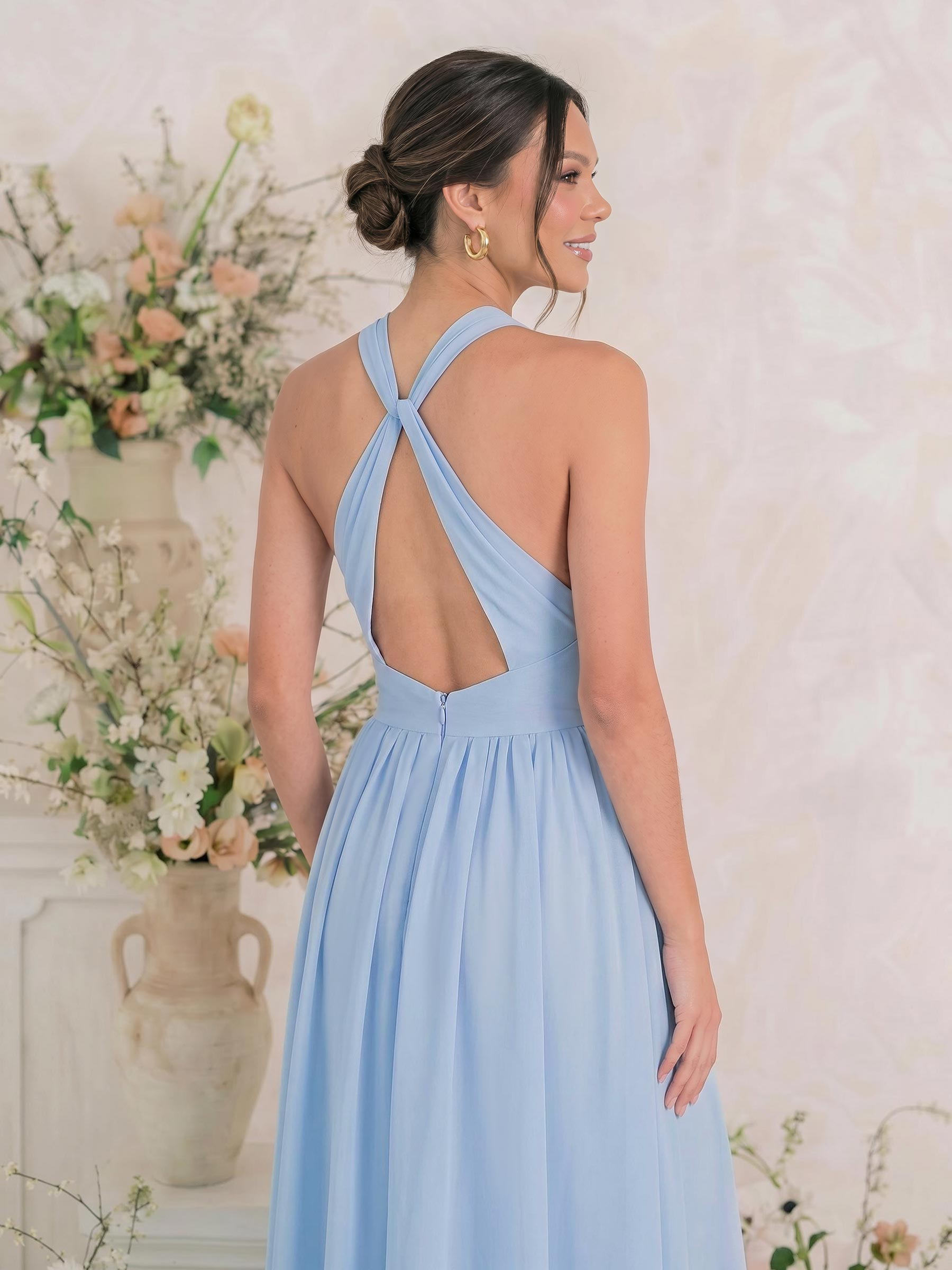 A-Line Halter Floor-Length Chiffon Bridesmaid Dress A-Line Halter Floor-Length Chiffon Bridesmaid Dress
