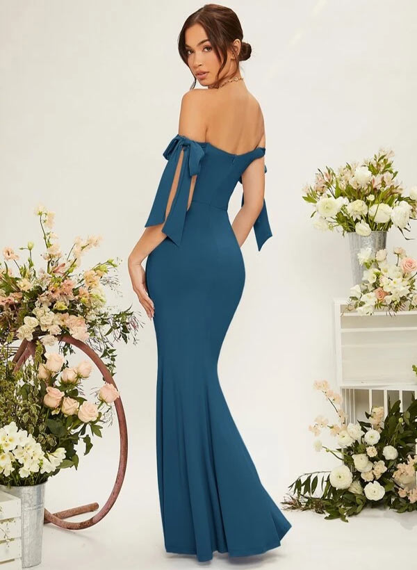 Trumpet/Mermaid Off-the-Shoulder Floor-Length Chiffon Bridesmaid Dress