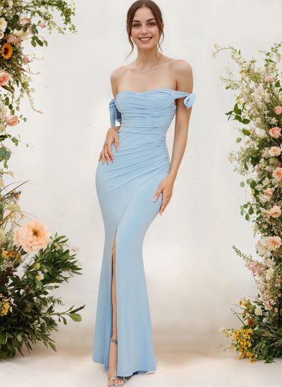 Trumpet/Mermaid Off-The-Shoulder Floor-Length Chiffon Bridesmaid Dress