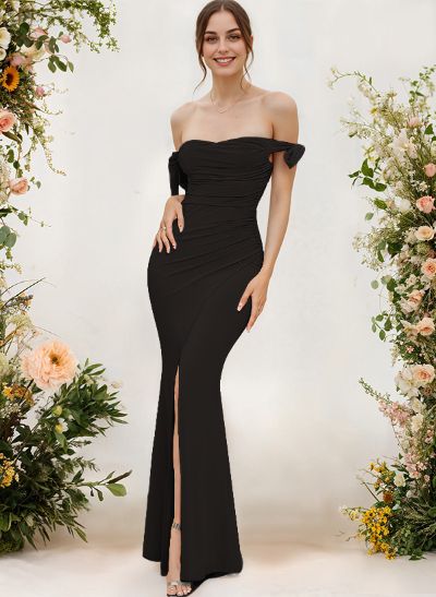 Trumpet/Mermaid Off-The-Shoulder Floor-Length Chiffon Bridesmaid Dress