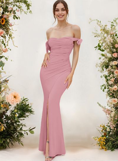 Trumpet/Mermaid Off-The-Shoulder Floor-Length Chiffon Bridesmaid Dress